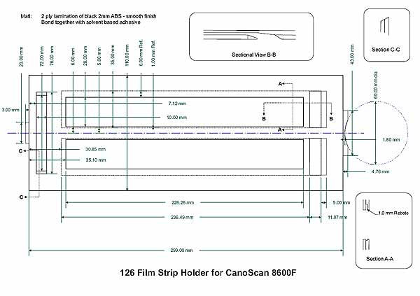 Drawings of the 126 filmholder for canon 8600f
